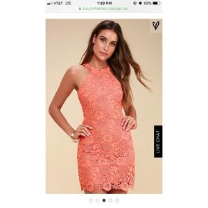 Lulu’s Love Poem Coral Orange Lace Dress